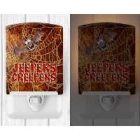 Carolines Treasures Sb3018Cnl Jeepers Creepers With Bat And Spider Web Halloween Ceramic Night Light Compact Ulcertified Ide