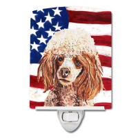 Carolines Treasures Sc9627Cnl Red Miniature Poodle With American Flag Usa Ceramic Night Light Compact Ulcertified Ideal For