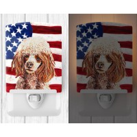 Carolines Treasures Sc9627Cnl Red Miniature Poodle With American Flag Usa Ceramic Night Light Compact Ulcertified Ideal For