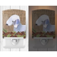 Carolines Treasures Ss4074Cnl Bedlington Terrier On Faux Burlap With Pine Cones Ceramic Night Light Compact Ulcertified Idea