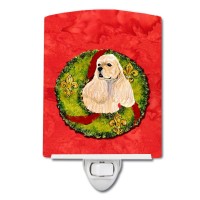 Carolines Treasures Ss4209Cnl Cocker Spaniel Cristmas Wreath Ceramic Night Light Compact Ulcertified Ideal For Bedroom Bath