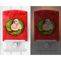 Carolines Treasures Ss4209Cnl Cocker Spaniel Cristmas Wreath Ceramic Night Light Compact Ulcertified Ideal For Bedroom Bath