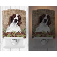 Carolines Treasures Sc9043Cnl Welsh Springer Spaniel Faux Burlap And Pine Cones Ceramic Night Light Compact Ulcertified Idea