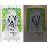 Carolines Treasures Sc9727Cnl White Standard Poodle Lucky Shamrock St Patricks Day Ceramic Night Light Compact Ulcertified