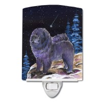 Carolines Treasures Ss8456Cnl Starry Night Chow Chow Ceramic Night Light Compact Ulcertified Ideal For Bedroom Bathroom Nu