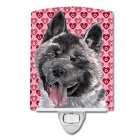 Carolines Treasures Sc9484Cnl Akita Hearts Love And Valentines Day Ceramic Night Light Compact Ulcertified Ideal For Bedroo