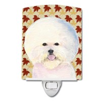 Carolines Treasures Ss4330Cnl Bichon Frise Fall Leaves Portrait Ceramic Night Light Compact Ulcertified Ideal For Bedroom B