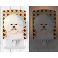 Carolines Treasures Ss4330Cnl Bichon Frise Fall Leaves Portrait Ceramic Night Light Compact Ulcertified Ideal For Bedroom B