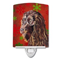 Carolines Treasures Sc9588Cnl Boykin Spaniel Red Snowflakes Holiday Ceramic Night Light Compact Ulcertified Ideal For Bedroo