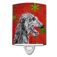 Carolines Treasures Sc9765Cnl Scottish Deerhound Red Snowflakes Holiday Ceramic Night Light Compact Ulcertified Ideal For Be