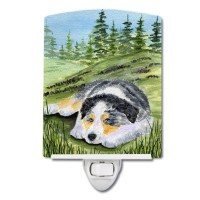 Carolines Treasures Ss8283Cnl Australian Shepherd Ceramic Night Light Compact Ulcertified Ideal For Bedroom Bathroom Nurse