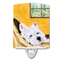 Carolines Treasures Ss8785Cnl Westie Ceramic Night Light Compact Ulcertified Ideal For Bedroom Bathroom Nursery Hallway