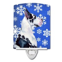 Carolines Treasures Lh9281Cnl Great Dane Winter Snowflakes Holiday Ceramic Night Light Compact Ulcertified Ideal For Bedroom