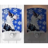 Carolines Treasures Lh9281Cnl Great Dane Winter Snowflakes Holiday Ceramic Night Light Compact Ulcertified Ideal For Bedroom