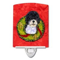 Carolines Treasures Ss4180Cnl Portuguese Water Dog Cristmas Wreath Ceramic Night Light Compact Ulcertified Ideal For Bedroom