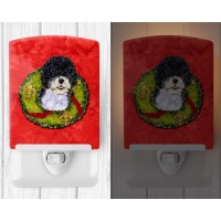 Carolines Treasures Ss4180Cnl Portuguese Water Dog Cristmas Wreath Ceramic Night Light Compact Ulcertified Ideal For Bedroom