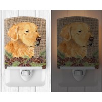 Carolines Treasures Ss4067Cnl Golden Retriever On Faux Burlap With Pine Cones Ceramic Night Light Compact Ulcertified Ideal