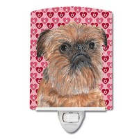 Carolines Treasures Sc9558Cnl Brussels Griffon Hearts And Love Ceramic Night Light Compact Ulcertified Ideal For Bedroom Ba