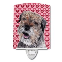 Carolines Treasures Sc9557Cnl Border Terrier Hearts And Love Ceramic Night Light Compact Ulcertified Ideal For Bedroom Bath