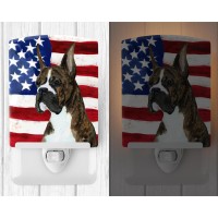 Carolines Treasures Ss4035Cnl Usa American Flag With Boxer Ceramic Night Light Compact Ulcertified Ideal For Bedroom Bathro