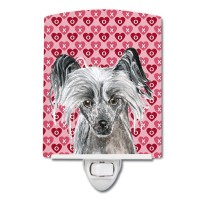 Carolines Treasures Sc9564Cnl Chinese Crested Hearts And Love Ceramic Night Light Compact Ulcertified Ideal For Bedroom Bat