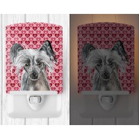 Carolines Treasures Sc9564Cnl Chinese Crested Hearts And Love Ceramic Night Light Compact Ulcertified Ideal For Bedroom Bat