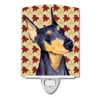 Carolines Treasures Ss4361Cnl Doberman Fall Leaves Portrait Ceramic Night Light Compact Ulcertified Ideal For Bedroom Bathr