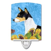 Carolines Treasures Ss4147Cnl Basenji In Summer Flowers Ceramic Night Light Compact Ulcertified Ideal For Bedroom Bathroom