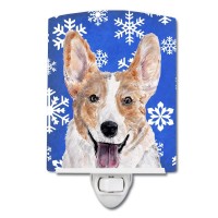 Carolines Treasures Sc9768Cnl Cardigan Corgi Winter Snowflakes Ceramic Night Light Compact Ulcertified Ideal For Bedroom Ba