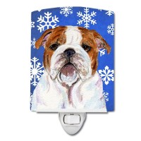 Carolines Treasures Ss4622Cnl Bulldog English Winter Snowflakes Holiday Ceramic Night Light Compact Ulcertified Ideal For Be