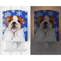 Carolines Treasures Ss4622Cnl Bulldog English Winter Snowflakes Holiday Ceramic Night Light Compact Ulcertified Ideal For Be