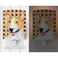 Carolines Treasures Ss4360Cnl Bull Terrier Fall Leaves Portrait Ceramic Night Light Compact Ulcertified Ideal For Bedroom B