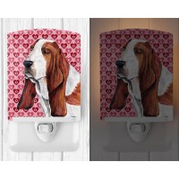 Carolines Treasures Sc9267Cnl Basset Hound Hearts Love And Valentines Day Portrait Ceramic Night Light Compact Ulcertified