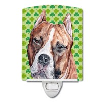 Carolines Treasures Sc9728Cnl Staffordshire Bull Terrier Staffie Lucky Shamrock St Patricks Day Ceramic Night Light Compact