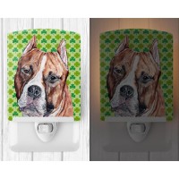 Carolines Treasures Sc9728Cnl Staffordshire Bull Terrier Staffie Lucky Shamrock St Patricks Day Ceramic Night Light Compact