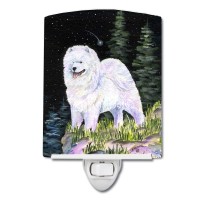 Carolines Treasures Ss8498Cnl Starry Night Samoyed Ceramic Night Light Compact Ulcertified Ideal For Bedroom Bathroom Nurs