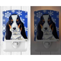 Carolines Treasures Lh9284Cnl Basset Hound Winter Snowflakes Holiday Ceramic Night Light Compact Ulcertified Ideal For Bedro