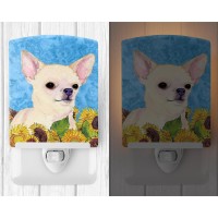 Carolines Treasures Ss4241Cnl Chihuahua In Summer Flowers Ceramic Night Light Compact Ulcertified Ideal For Bedroom Bathroo