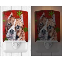 Carolines Treasures Sc9752Cnl Staffordshire Bull Terrier Staffie Red Snowflakes Holiday Ceramic Night Light Compact Ulcertifi