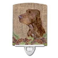 Carolines Treasures Ss4066Cnl Field Spaniel On Faux Burlap With Pine Cones Ceramic Night Light Compact Ulcertified Ideal For