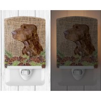 Carolines Treasures Ss4066Cnl Field Spaniel On Faux Burlap With Pine Cones Ceramic Night Light Compact Ulcertified Ideal For