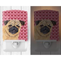 Carolines Treasures Sc9268Cnl Pug Hearts Love And Valentines Day Portrait Ceramic Night Light Compact Ulcertified Ideal For