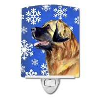 Carolines Treasures Lh9303Cnl Leonberger Winter Snowflakes Holiday Ceramic Night Light Compact Ulcertified Ideal For Bedroom