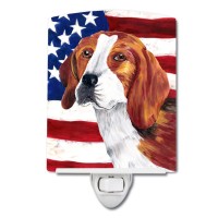 Carolines Treasures Sc9005Cnl Usa American Flag With Beagle Ceramic Night Light Compact Ulcertified Ideal For Bedroom Bathr