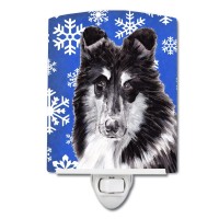 Carolines Treasures Sc9774Cnl Black And White Collie Winter Snowflakes Ceramic Night Light Compact Ulcertified Ideal For Bed