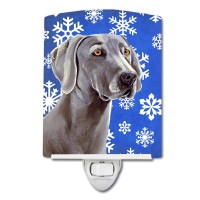 Carolines Treasures Lh9296Cnl Weimaraner Winter Snowflakes Holiday Ceramic Night Light Compact Ulcertified Ideal For Bedroom