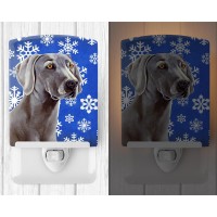 Carolines Treasures Lh9296Cnl Weimaraner Winter Snowflakes Holiday Ceramic Night Light Compact Ulcertified Ideal For Bedroom