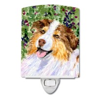 Carolines Treasures Ss8819Cnl Australian Shepherd Ceramic Night Light Compact Ulcertified Ideal For Bedroom Bathroom Nurse