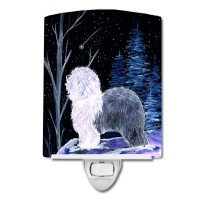 Carolines Treasures Ss8401Cnl Starry Night Old English Sheepdog Ceramic Night Light Compact Ulcertified Ideal For Bedroom B