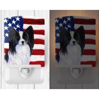 Carolines Treasures Ss4032Cnl Usa American Flag With Papillon Ceramic Night Light Compact Ulcertified Ideal For Bedroom Bat